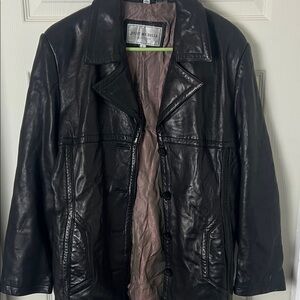 Michele Dark Leather Trench Coat
